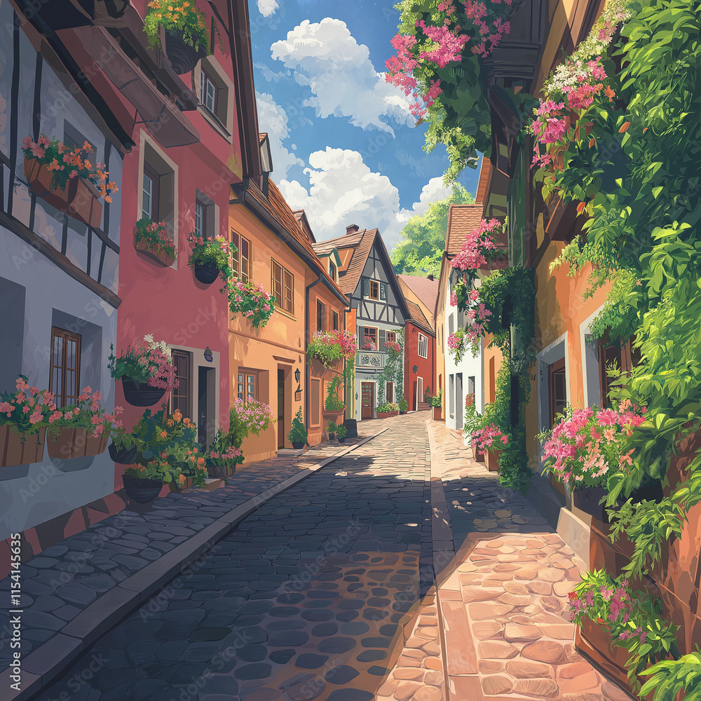 The Colorful Houses and Streets of the European Town The Colorful Houses and Streets of the European Town