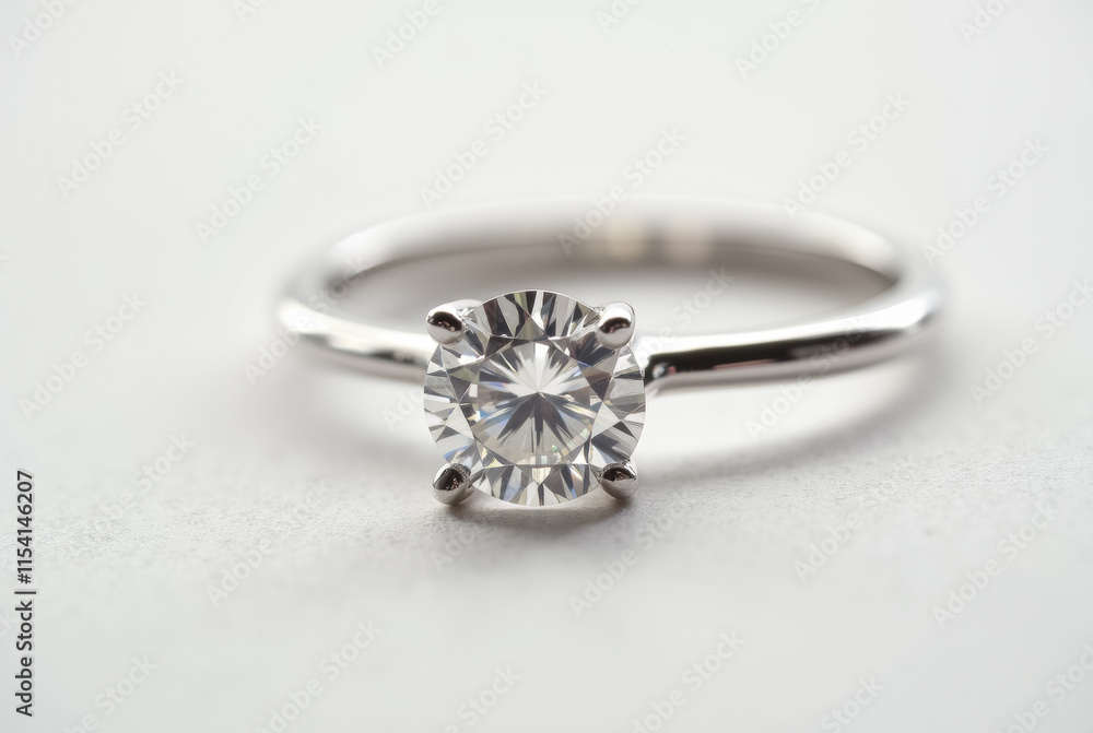 White gold ring with a large diamond. White gold ring with a large diamond.