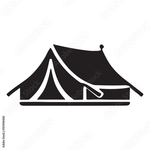 A Simple Silhouette Illustration of a Camping Tent