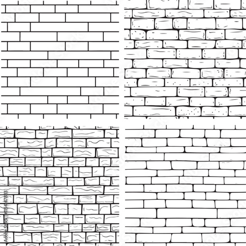 Brick Wall Set Vector Illustration Graphic