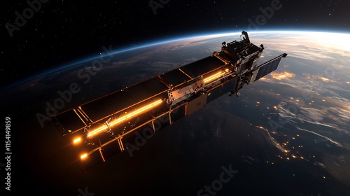 Wallpaper Mural Stunning Satellite Orbiting Earth at Night: A Technological Marvel Torontodigital.ca