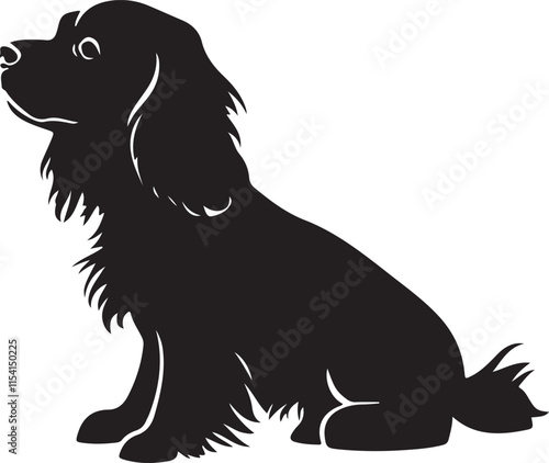 Cavalier King Charles Spaniel Dog Sitting Silhouette Vector Illustration Graphic