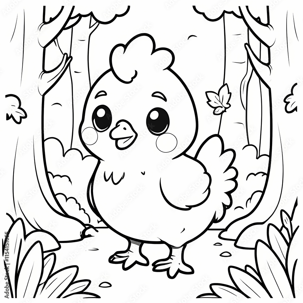 Kawaii little chicks coloring page. Easter colouring book Kawaii little chicks coloring page. Easter colouring book