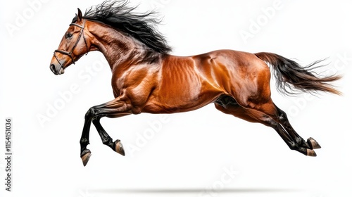 Wallpaper Mural Energetic Horse Galloping on White Background in Dynamic Motion Torontodigital.ca