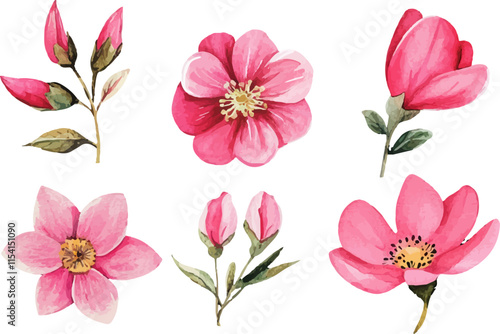 Wallpaper Mural set of pink flowers Torontodigital.ca