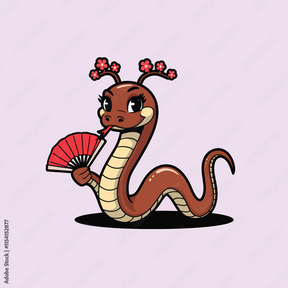 Fototapeta premium vector happy Chinese new year, year of the snake 