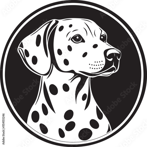 Dalmatian Dog Badge Circle Stylized Vector Illustration Graphic