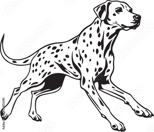 Dalmatian Dog Running Stylized Vector Illustration Graphic