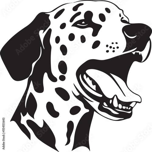 Dalmatian Dog Yawning Stylized Vector Illustration Graphic