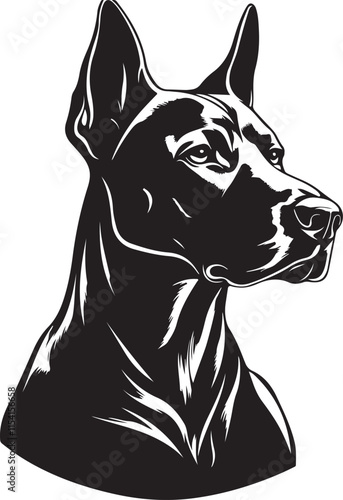 Doberman Dog Face Stylized Vector Illustration Graphic