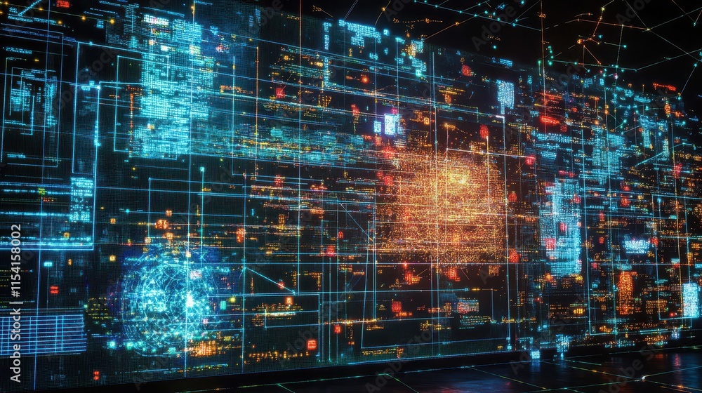 Naklejka premium Computer screen displaying algorithms and data analysis