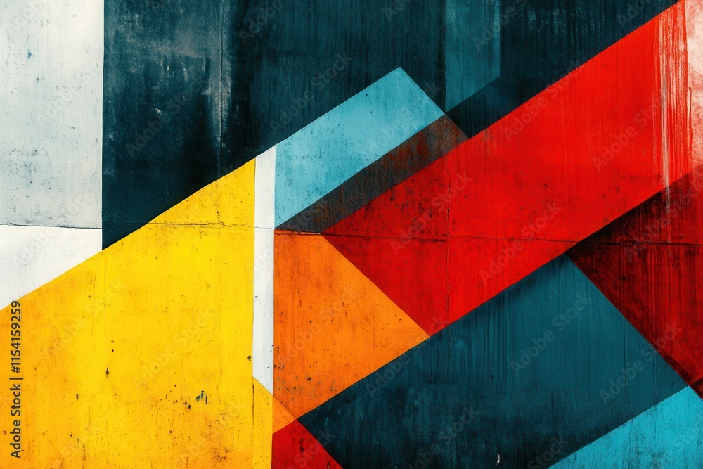 Naklejka premium Colorful geometric abstract art design with bold shapes and lines.