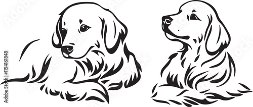 Golden Retriever Dog Simple Stylized Vector Illustration Graphic
