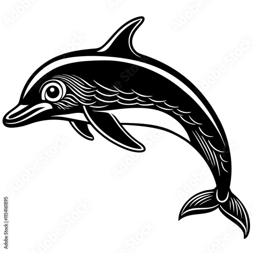 Minimalist Dolphin Silhouette on White Background photo