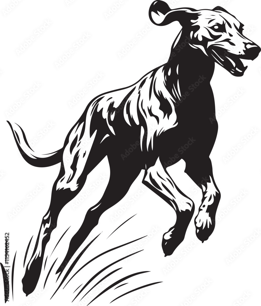 Obraz premium Greyhound Dog Running Stylized Vector Illustration Graphic