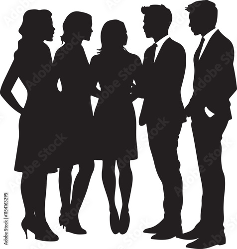 Group of Wedding Guests Silhouette Vector Illustration Graphic