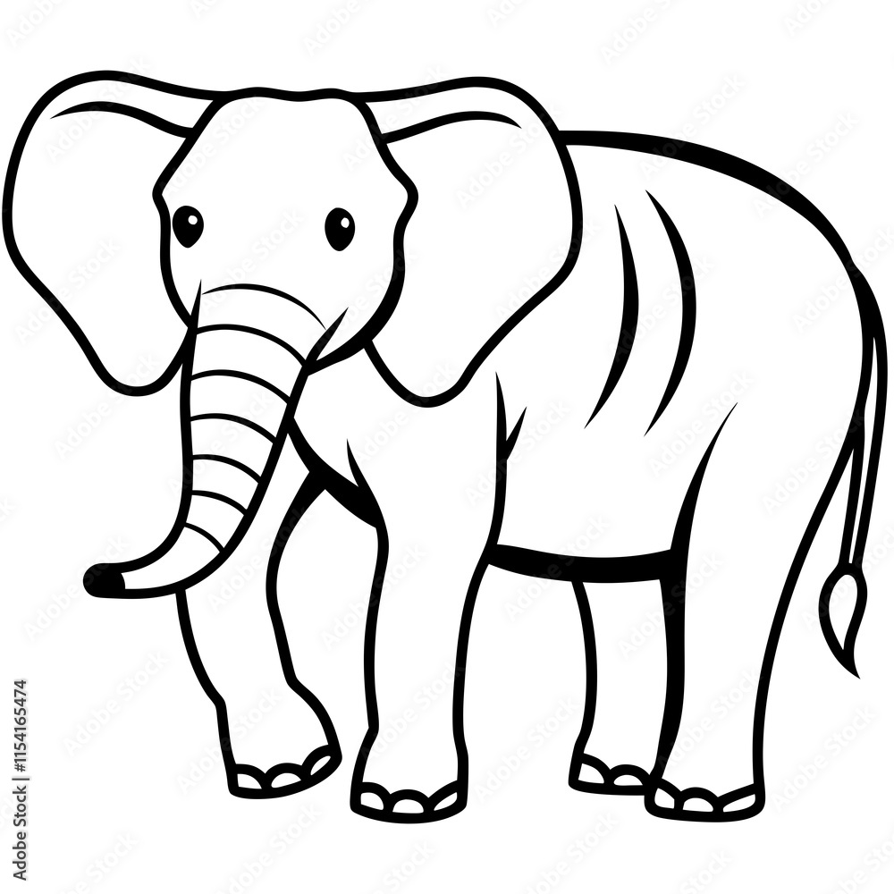 Elephant Silhouette on White Background Elephant Silhouette on White Background
