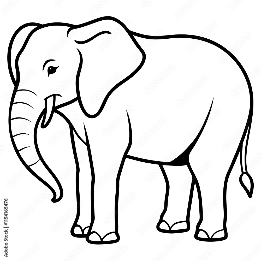 Elephant Silhouette on White Background Elephant Silhouette on White Background
