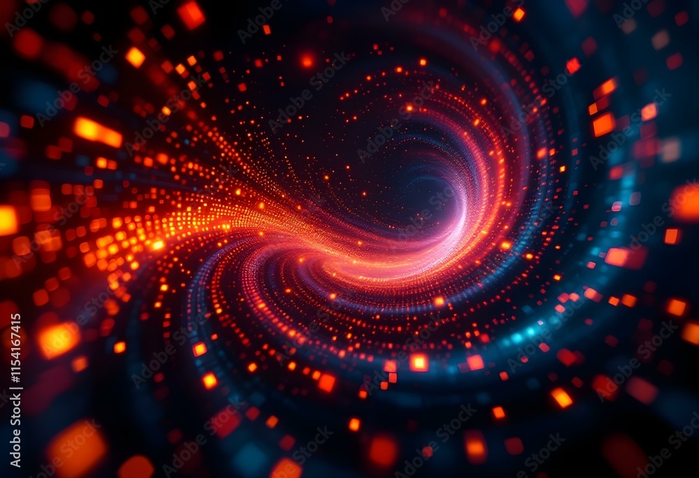 Cosmic spiral vortex with glowing red and blue particles. Dynamic space tunnel effect. Abstract digital background for technology, sci-fi designs and visuals with motion blur Cosmic spiral vortex with glowing red and blue particles. Dynamic space tunnel effect. Abstract digital background for technology, sci-fi designs and visuals with motion blur