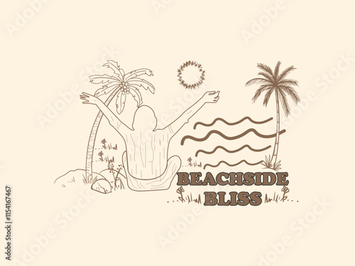 Minimalist beachside bliss graphic t shirt design for summer lovers