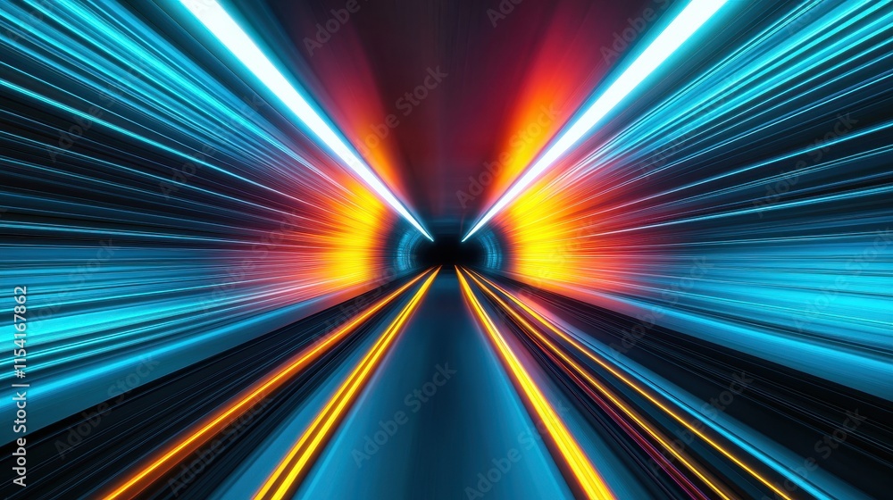 A vibrant tunnel of light showcasing dynamic blue and orange hues, creating a sense of speed and motion. A vibrant tunnel of light showcasing dynamic blue and orange hues, creating a sense of speed and motion.