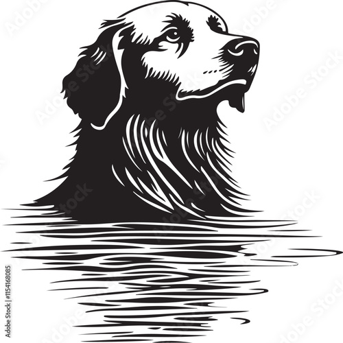 Labrador Dog Swimming Stylized Vector Illustration Graphic