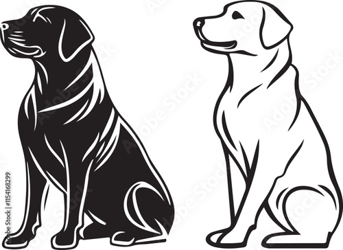 Labrador Sketch Dog Stylized Set Vector Illustration Graphic