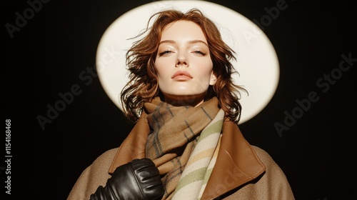 Elegant mocha mousse overcoat displayed on mannequin in boutique fashion environment stylish viewpoint