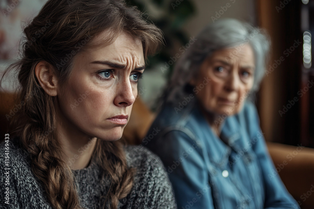 Fototapeta premium Generative AI Image of Family Couple in Conflict Highlighting Emotional Tension and Family Issues