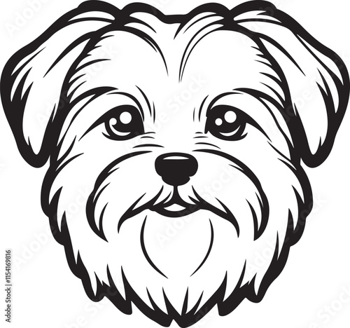 Maltese Dog Head Stylized Vector Illustration Graphic