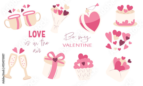 Set of elements for Valentine´s day. 