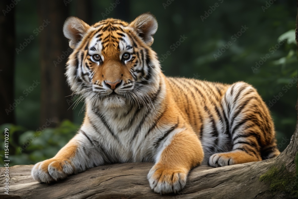 there is a tiger that is laying down on a log there is a tiger that is laying down on a log
