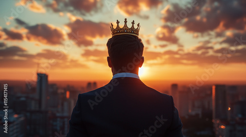 person with a crown at sunset
