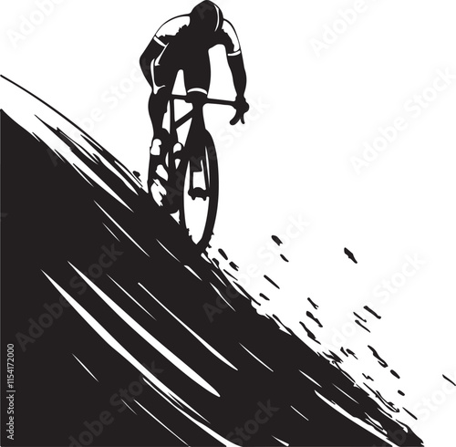 Mountain Bike Rider on Hill Silhouette Vector Illustration Graphic