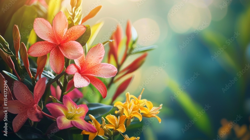 Fototapeta premium Close-up of vibrant tropical flowers