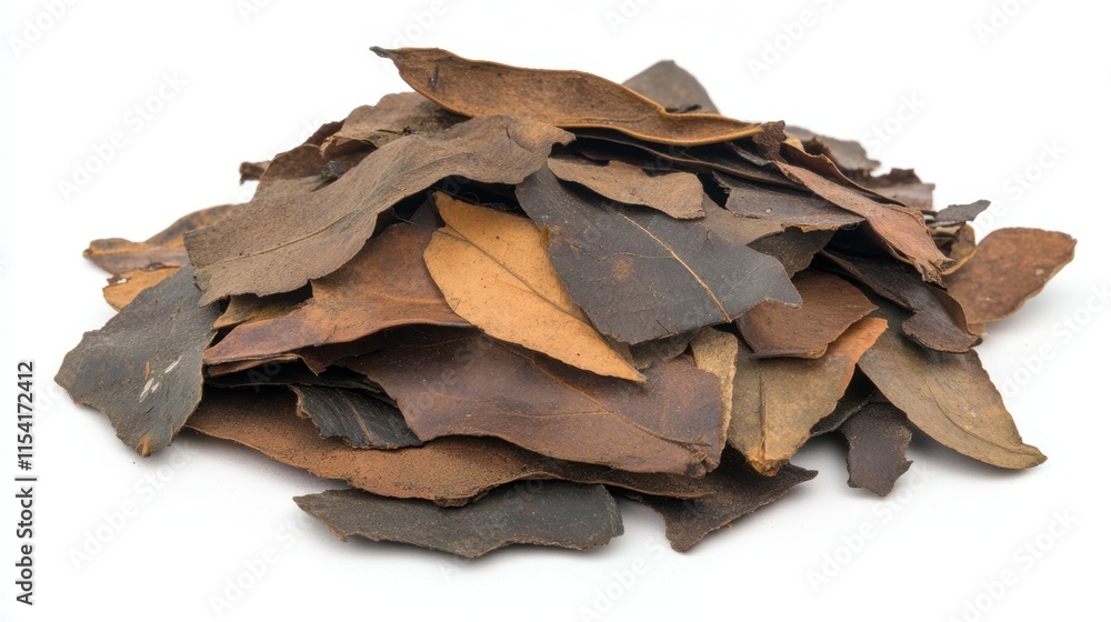 Dried Leaves Pile on White Background for Nature and Organic Themes Dried Leaves Pile on White Background for Nature and Organic Themes