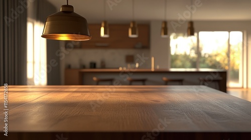 Modern kitchen warm lighting wooden accent photo