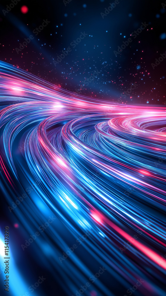 Futuristic glowing neon light trails with cosmic background Futuristic glowing neon light trails with cosmic background