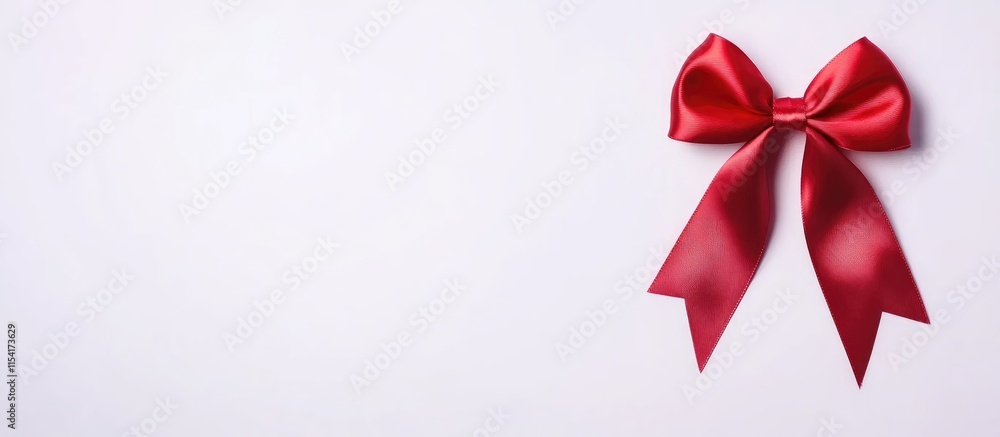 Elegant shiny red satin ribbon bow on a clean white background ideal for festive decorations or gift presentations with ample copy space Elegant shiny red satin ribbon bow on a clean white background ideal for festive decorations or gift presentations with ample copy space