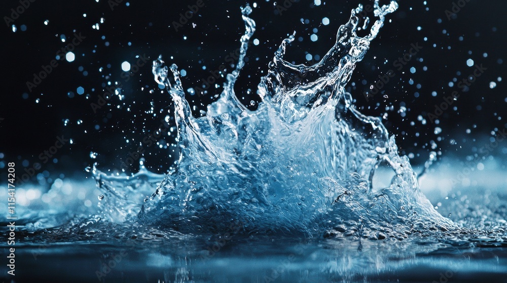 Dramatic splash of water on dark background Dramatic splash of water on dark background