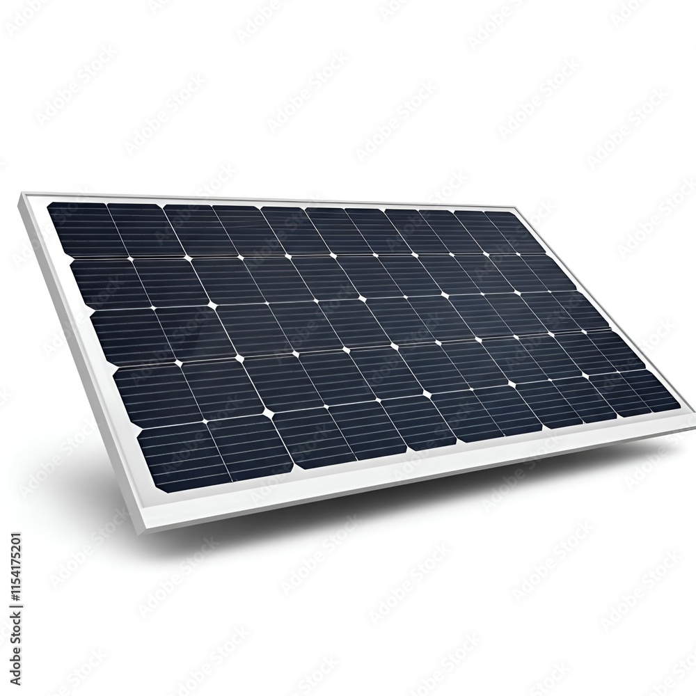 A sleek solar panel positioned against a pure white background, showcasing its clean, grid-like surface and reflective design. The minimalist setup highlights its modern, sustainable purpose.
A sleek solar panel positioned against a pure white background, showcasing its clean, grid-like surface and reflective design. The minimalist setup highlights its modern, sustainable purpose.