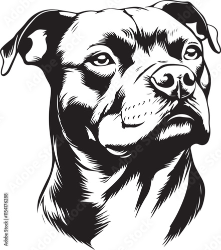 Pit Bull Terrier Dog Face Stylized Vector Illustration Graphic