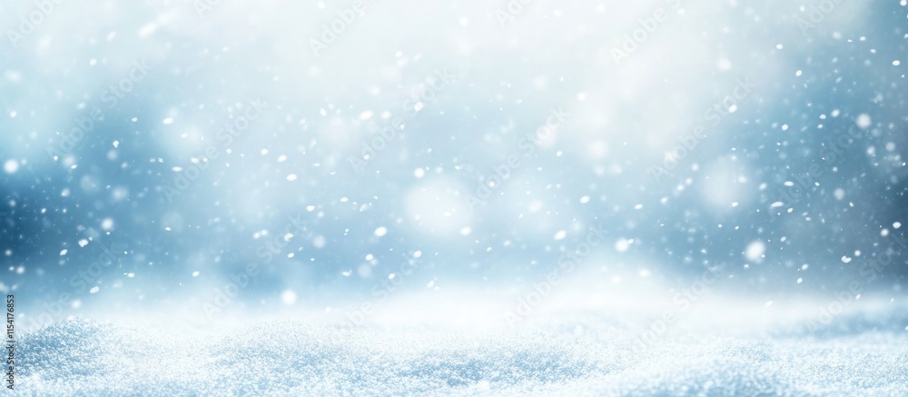 Fototapeta premium Soft focus snowy backdrop for Christmas with falling snowflakes creating a magical winter wonderland atmosphere. Perfect for holiday designs.