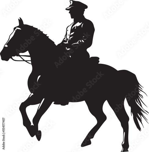 Police Officer on Horse Stylized Silhouette Vector Illustration Graphic