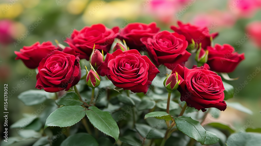 Valentines Day Romantic Background with Red Roses and Hearts for Love Celebration and Floral Design Valentines Day Romantic Background with Red Roses and Hearts for Love Celebration and Floral Design