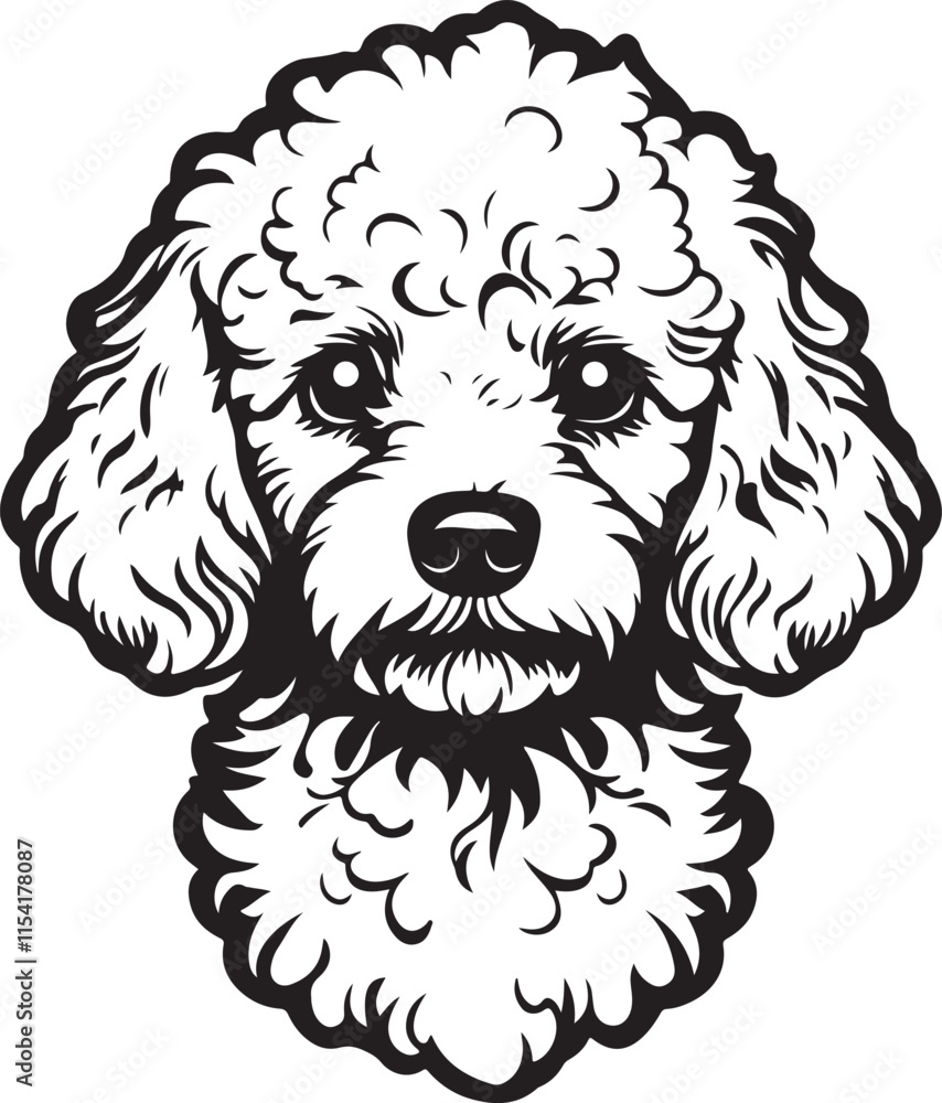 Poodle Dog Face Stylized Vector Illustration Graphic Poodle Dog Face Stylized Vector Illustration Graphic