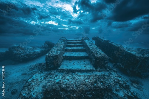 Underwater Stone Staircase Leading to Mysterious Depths photo