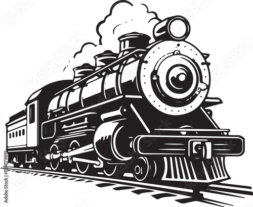 Retro Train Stylized Silhouette Vector Illustration Graphic