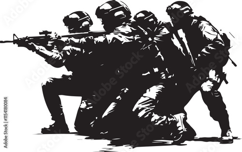Riot Police Stylized Silhouette Vector Illustration Graphic