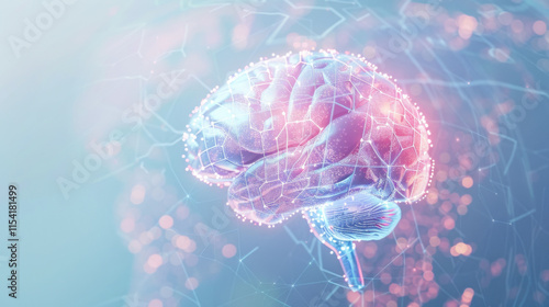 Digital brain with neural network and glowing connections